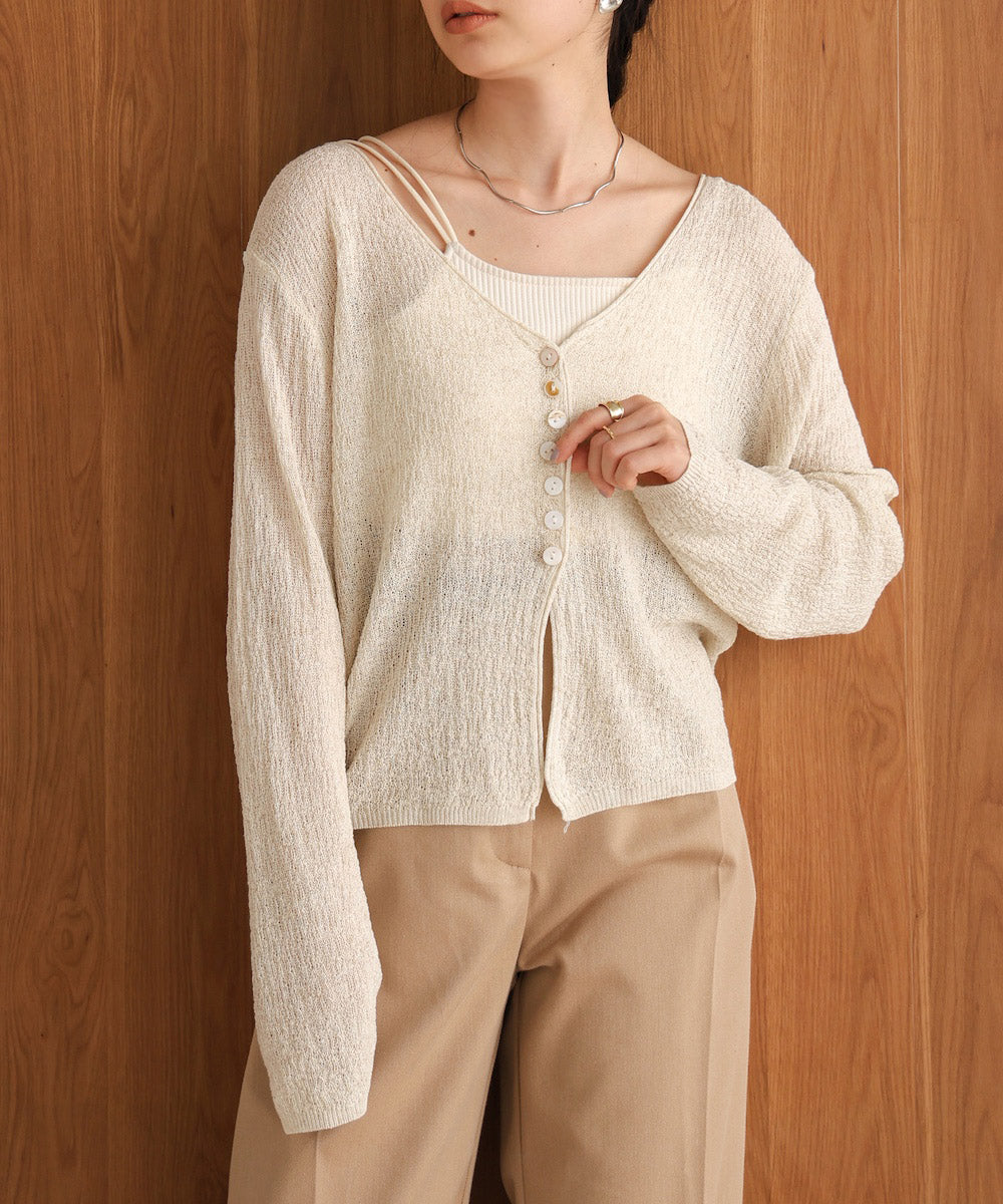 shell button cardigan tops