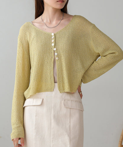 shell button cardigan tops