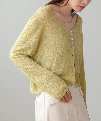 shell button cardigan tops