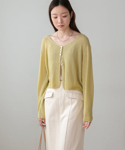 shell button cardigan tops