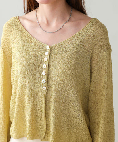 shell button cardigan tops