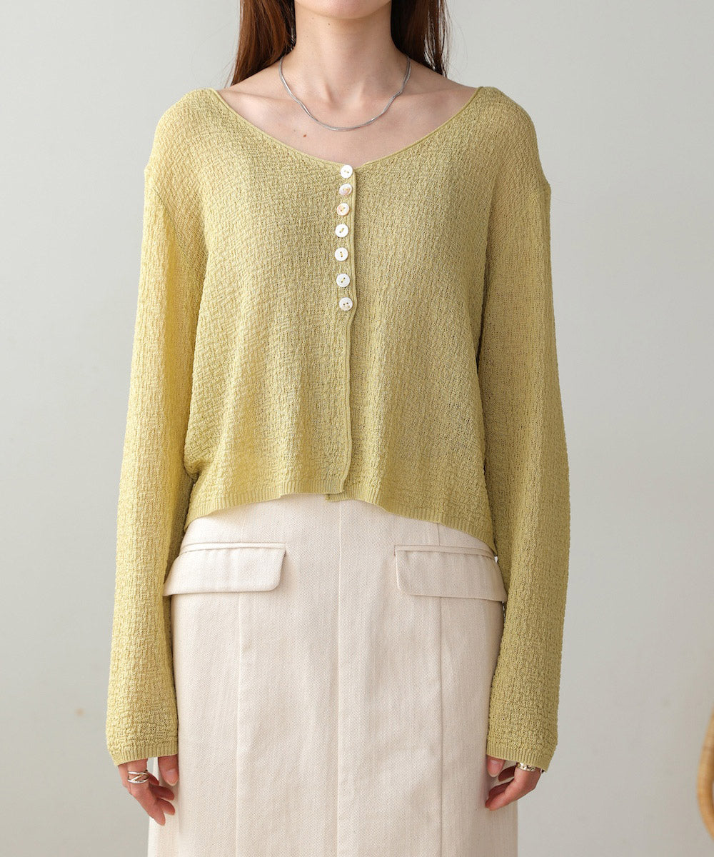 shell button cardigan tops