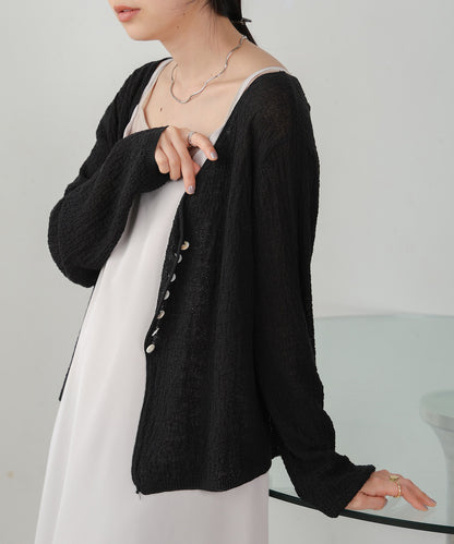 shell button cardigan tops