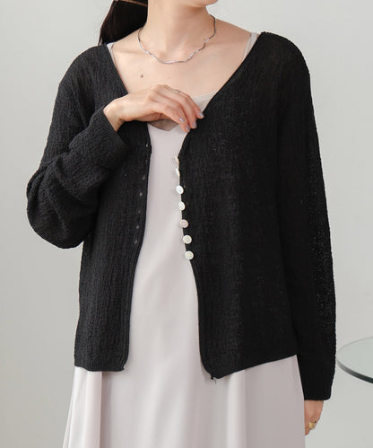 shell button cardigan tops