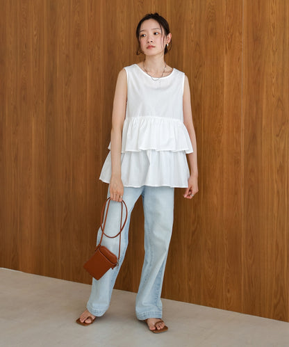 Cotton tiered sleeveless blouse