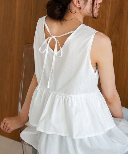 Cotton tiered sleeveless blouse