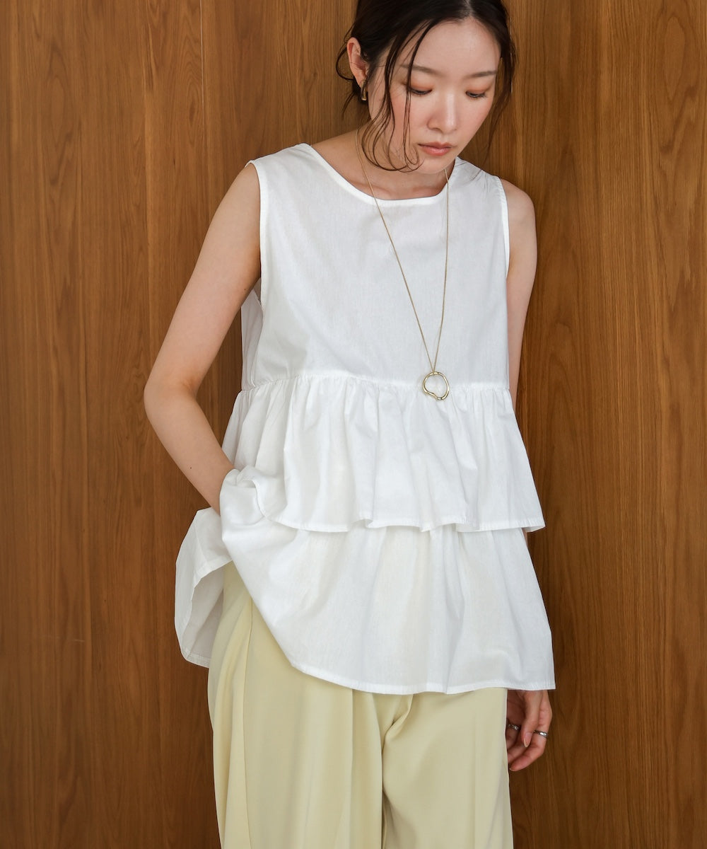 Cotton tiered sleeveless blouse