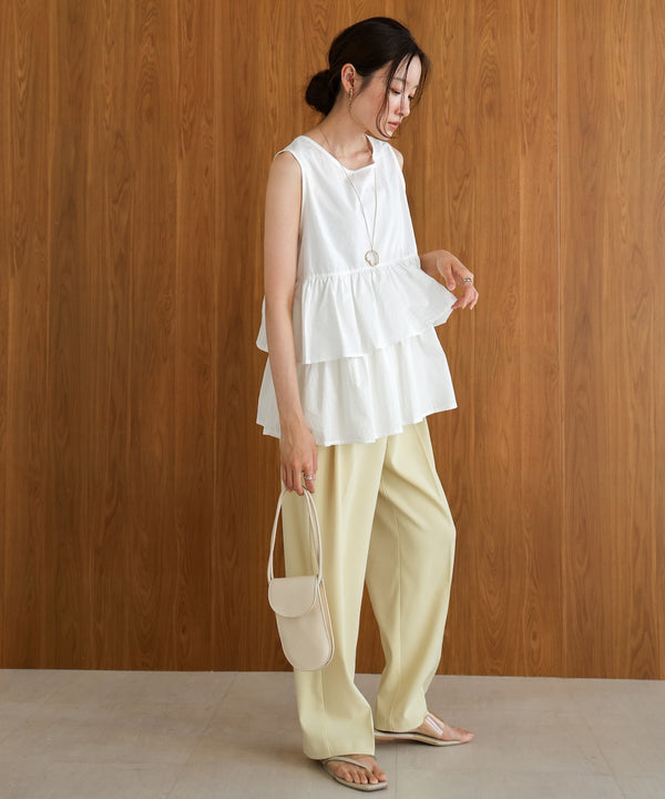 Cotton tiered sleeveless blouse