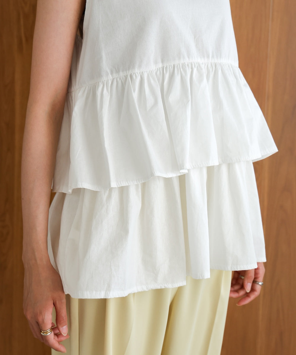 Cotton tiered sleeveless blouse