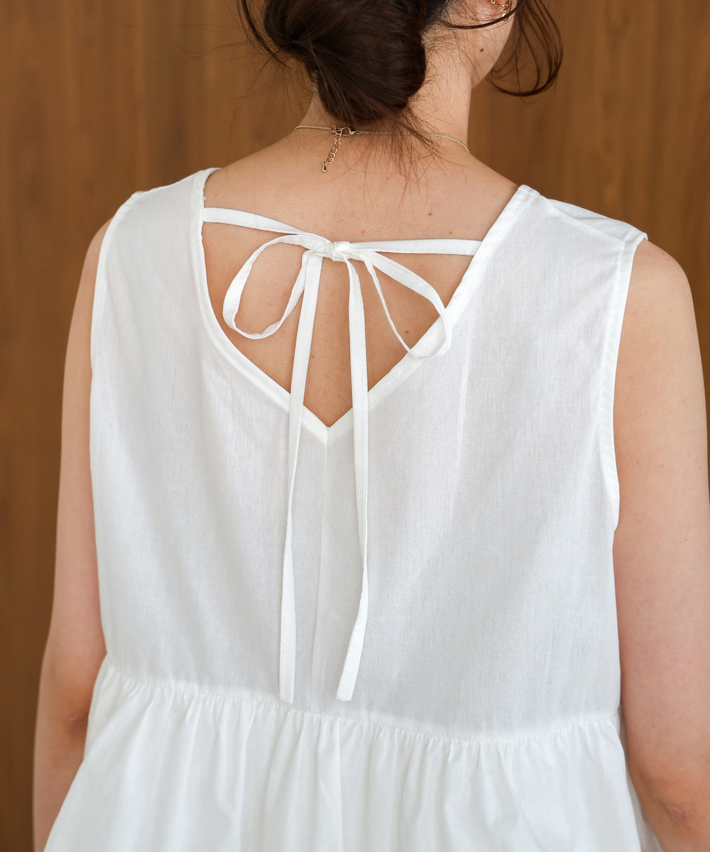 Cotton tiered sleeveless blouse