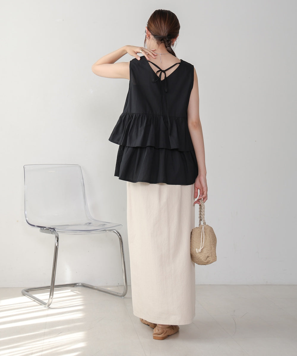 Cotton tiered sleeveless blouse