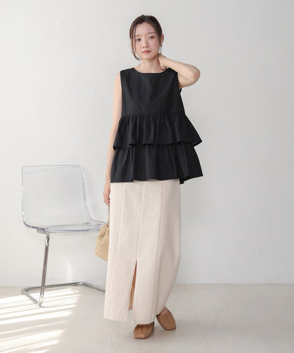 Cotton tiered sleeveless blouse