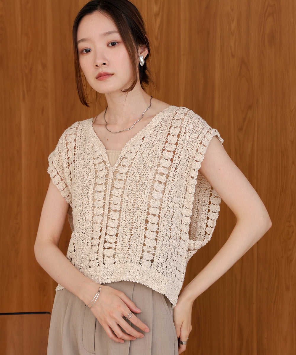 crochet short knit vest