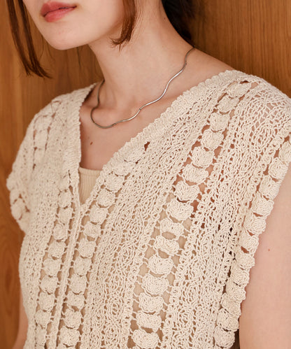 crochet short knit vest