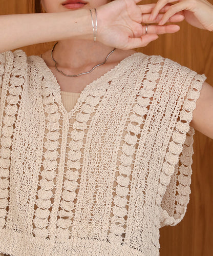 crochet short knit vest