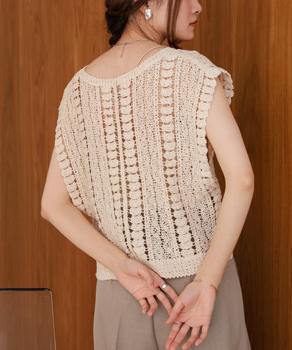 crochet short knit vest