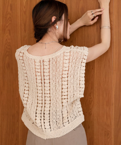 crochet short knit vest