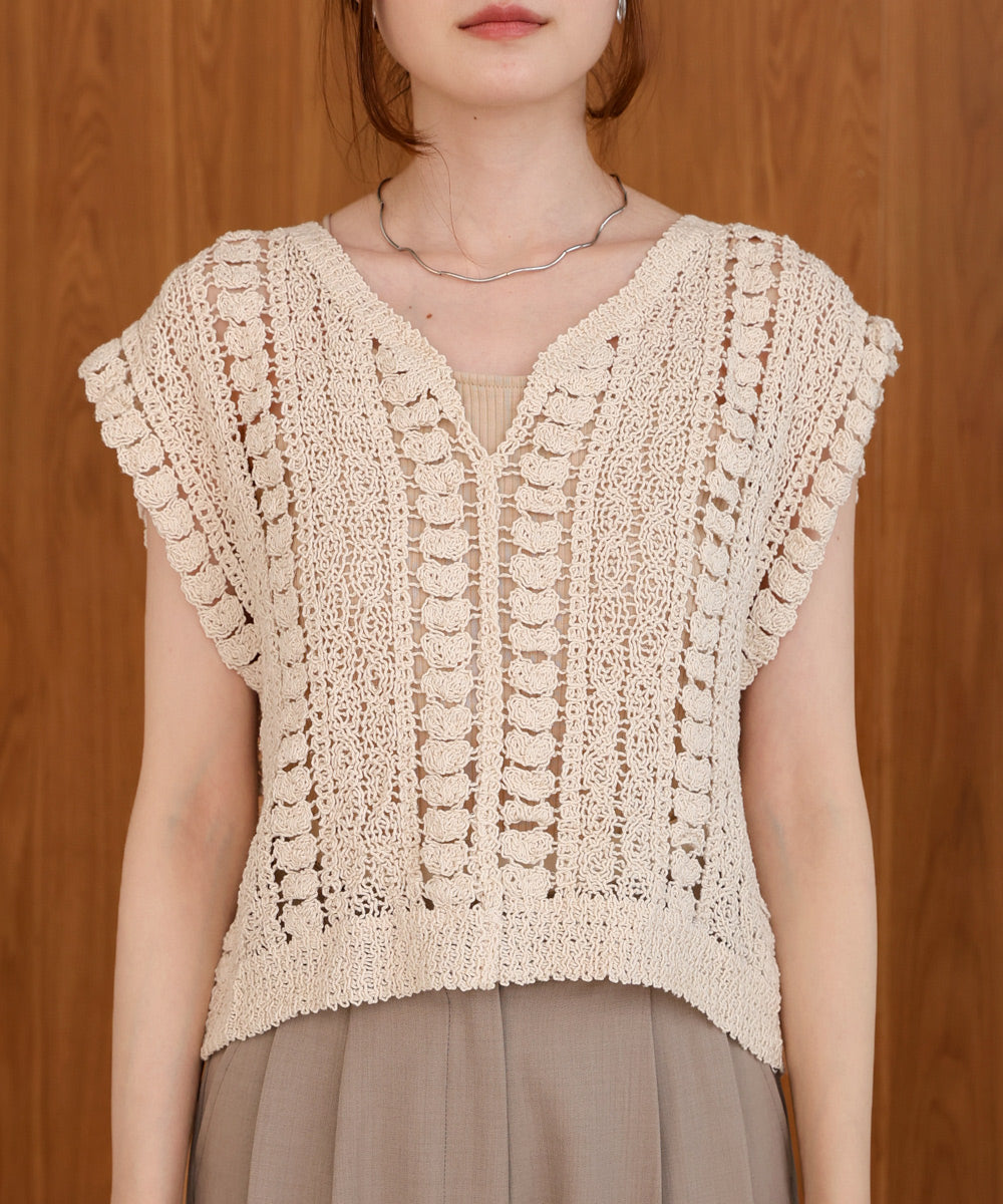 crochet short knit vest