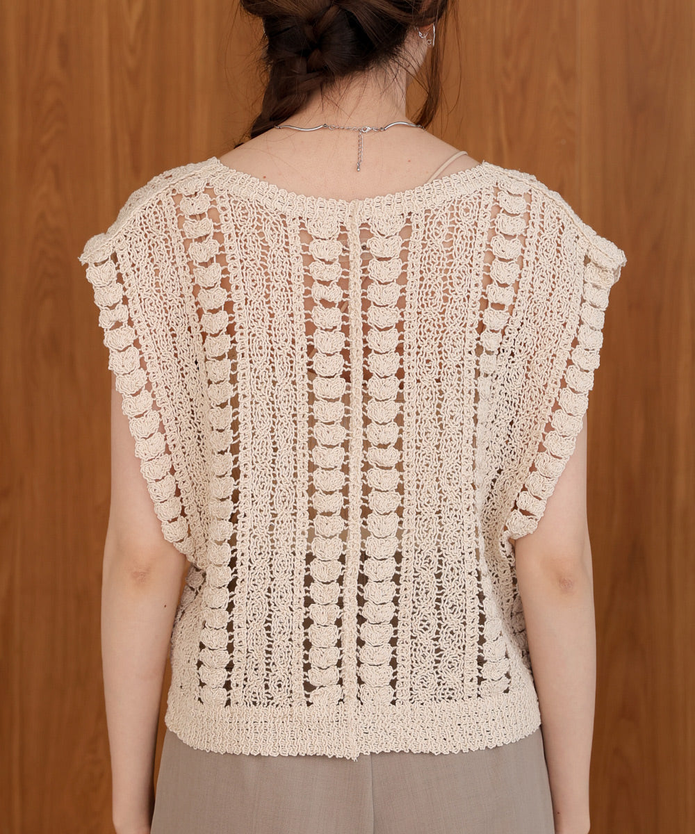 crochet short knit vest