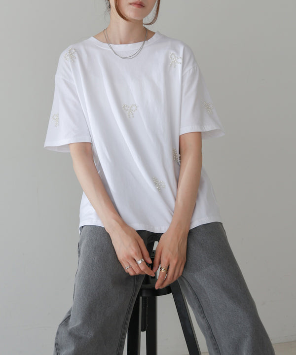 ribbon pearl t-shirt