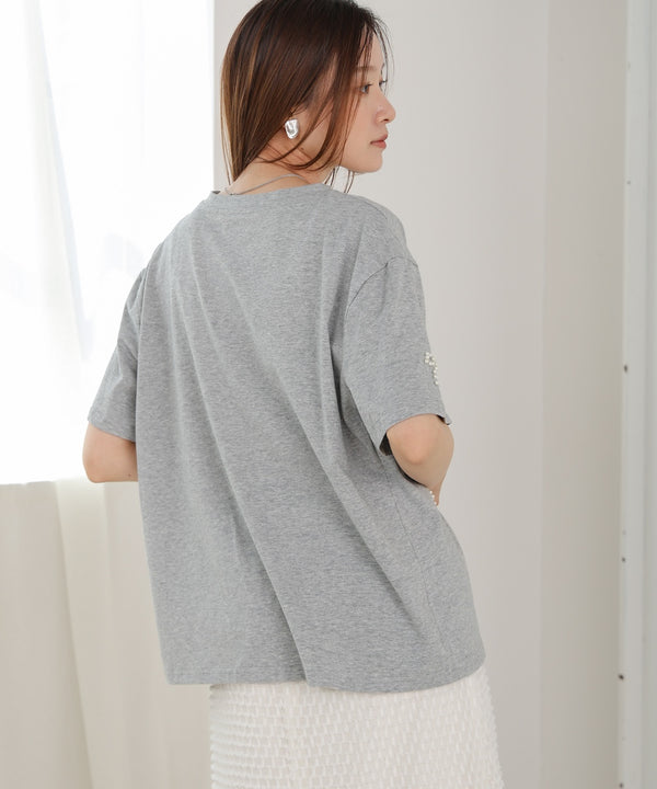 ribbon pearl t-shirt