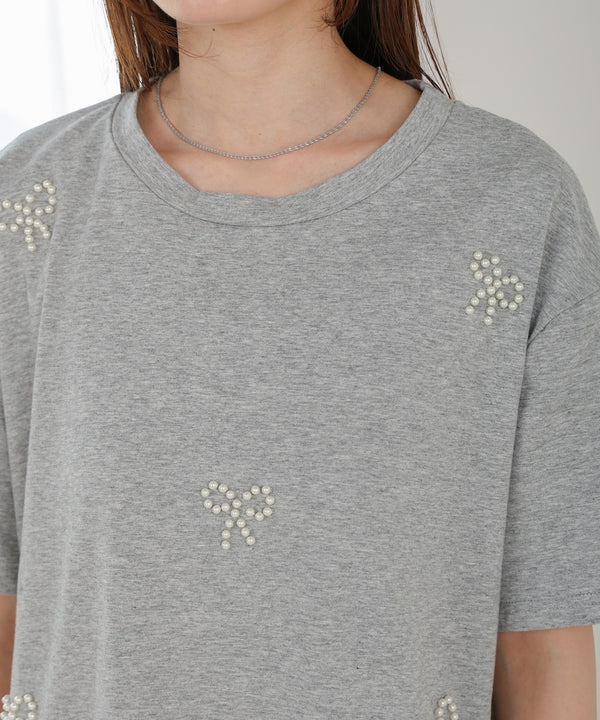 ribbon pearl t-shirt