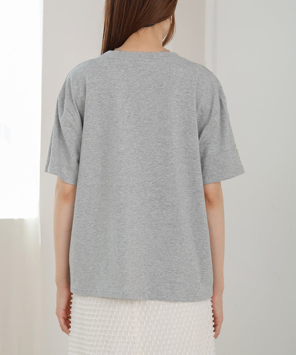 ribbon pearl t-shirt