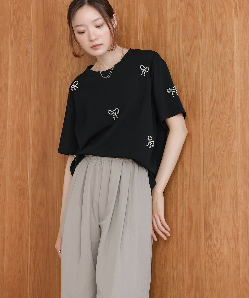 ribbon pearl t-shirt