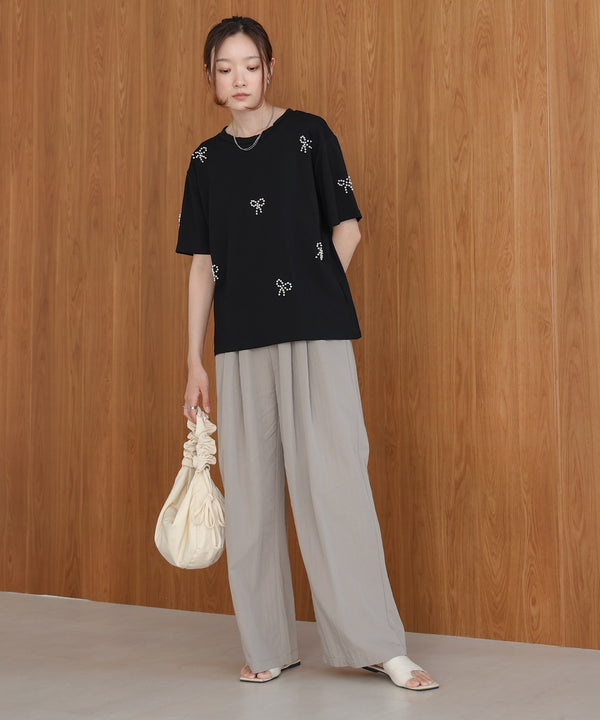 ribbon pearl t-shirt