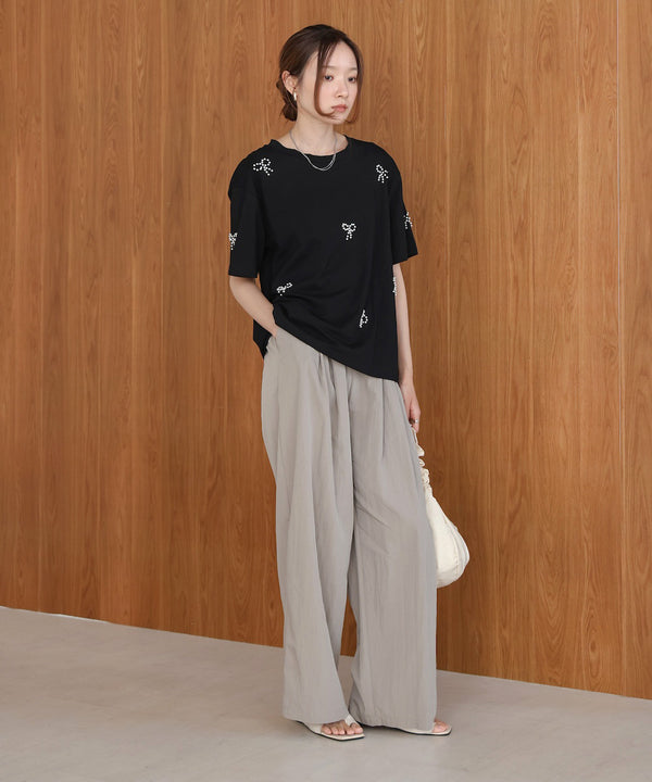 ribbon pearl t-shirt