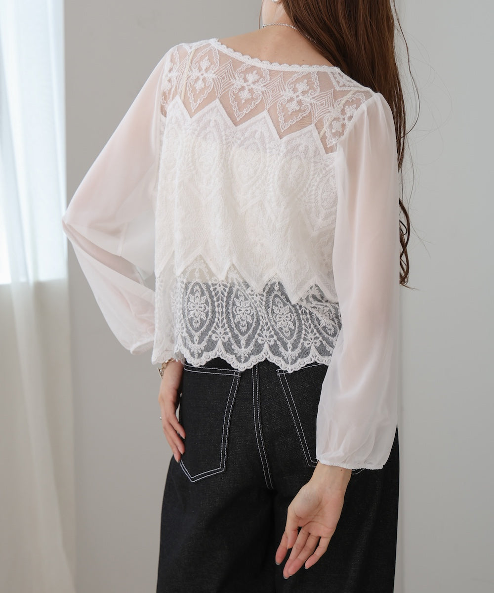 cotton lace chiffon switching tops