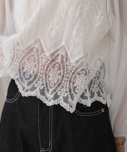 cotton lace chiffon switching tops