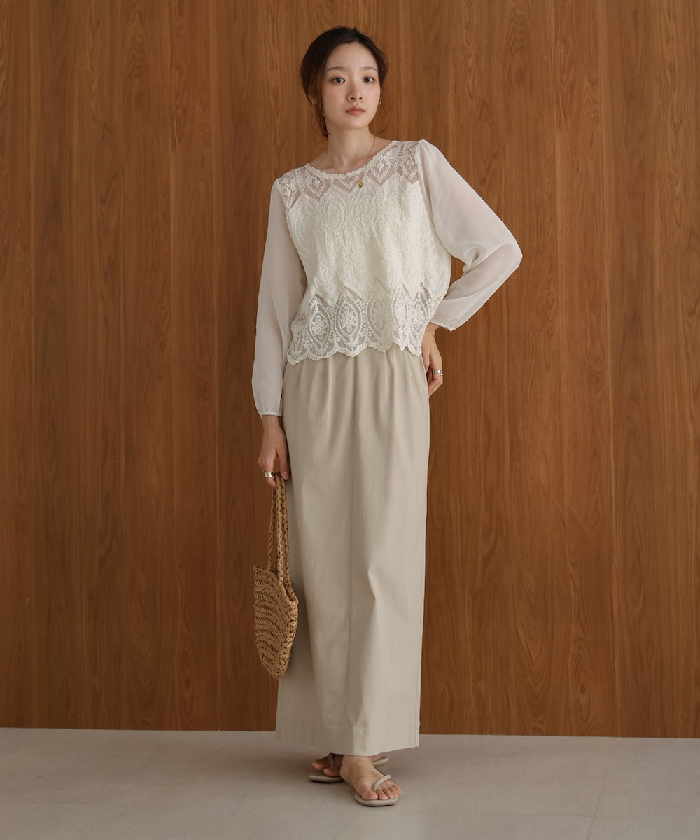 cotton lace chiffon switching tops