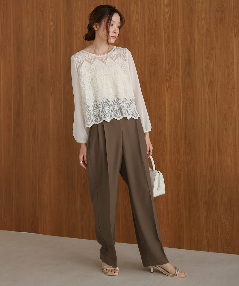 cotton lace chiffon switching tops