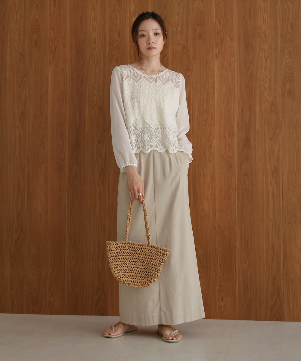 cotton lace chiffon switching tops