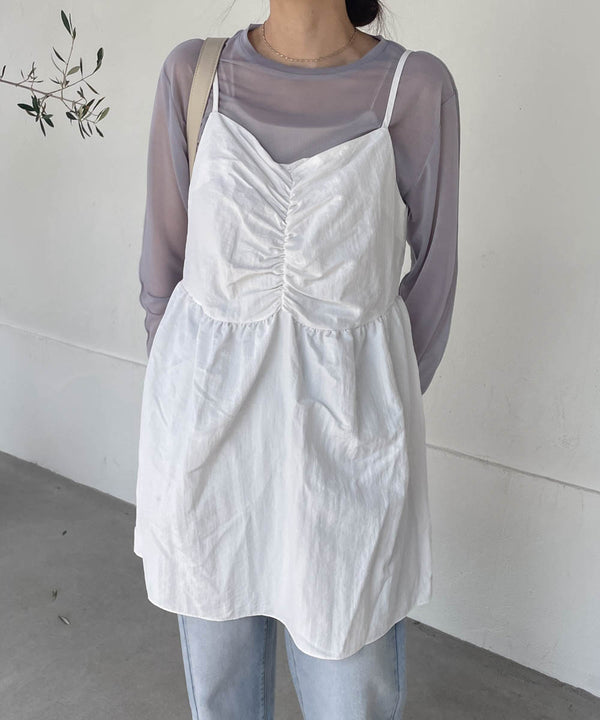 gathered cami mini dress