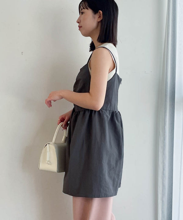 gathered cami mini dress
