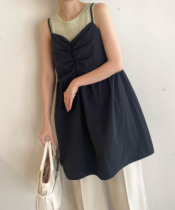 gathered cami mini dress