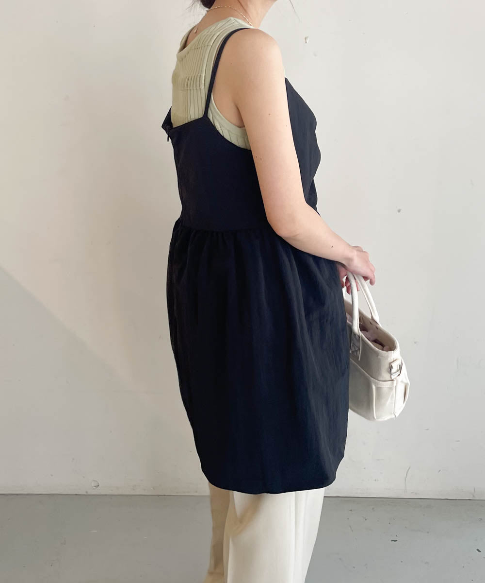 gathered cami mini dress