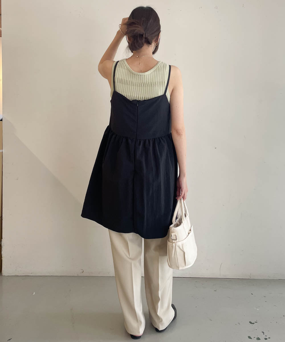 gathered cami mini dress