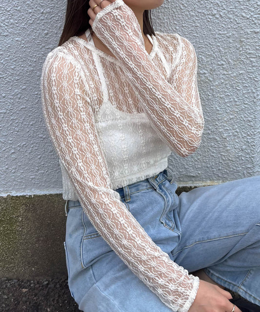 halter neck cami + lace tops