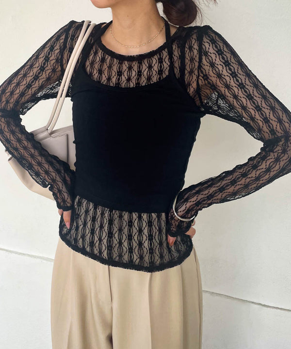 ｈalter neck cami + lace tops