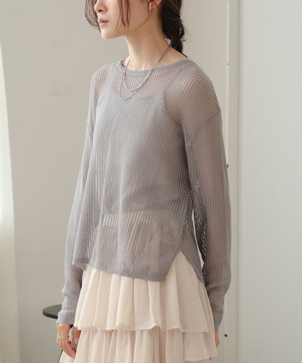 openwork knit pullover