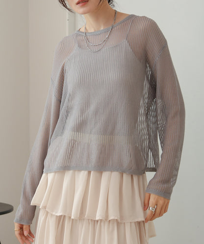 openwork knit pullover