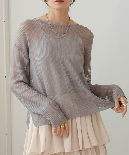 openwork knit pullover