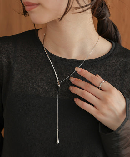 Curve Y line long necklace