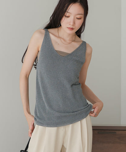 glitter knit tank top