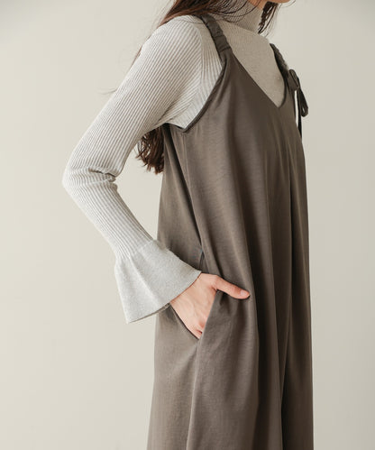 ｍatte satin tuck ribbon onepiece