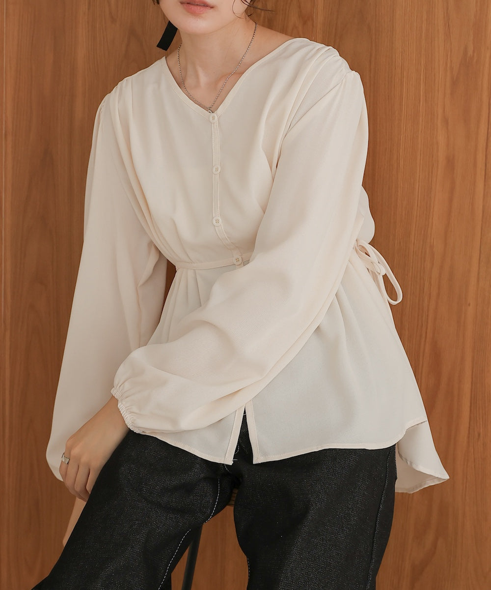 tuck ribbon blouse