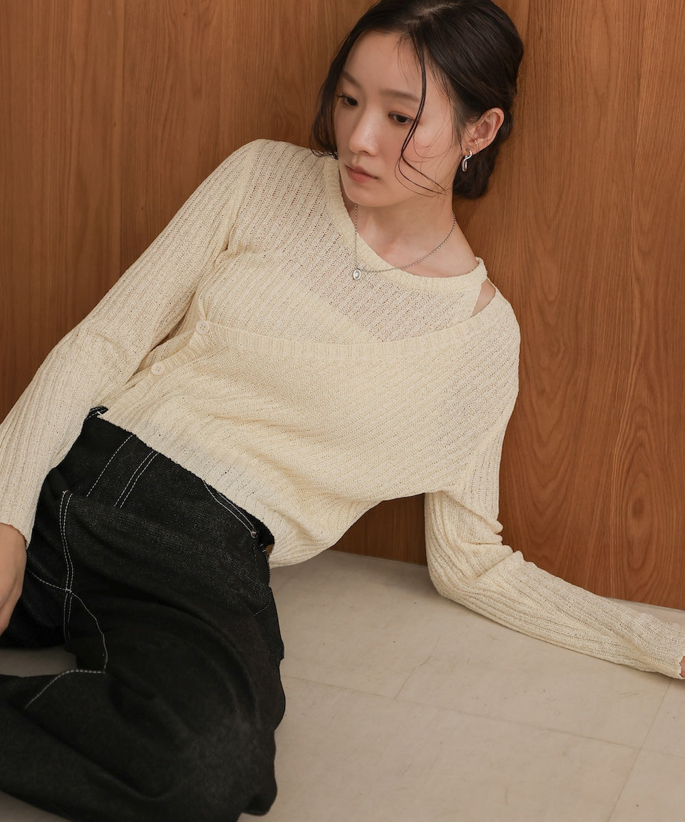 layered design knit top